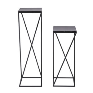 Wohnli Möbelsuche - Beistelltische aus aus Marmor und mattschwarzem Metall (x2)