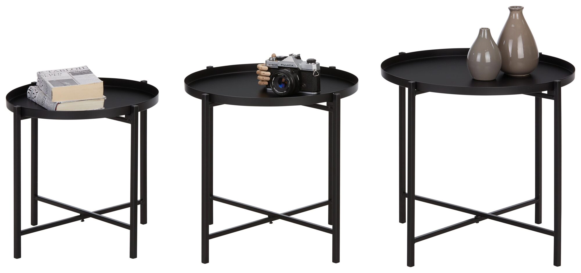 wohnli-moebel-suche-Beistelltischset-in-Schwarz-3-teilig Wohnli Möbelsuche - Beistelltischset in Schwarz