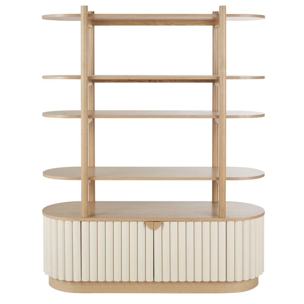 Wohnli Möbelsuche - Bibliothek mit 2 weißen Türen aus Stämmen