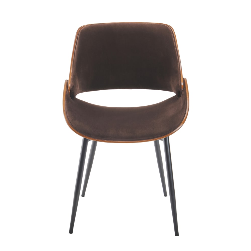 wohnli-moebel-suche-Brauner-Samtstuhl-mit-Metallgestell-H78-cm Wohnli Möbelsuche - Brauner Samtstuhl mit Metallgestell - H78 cm