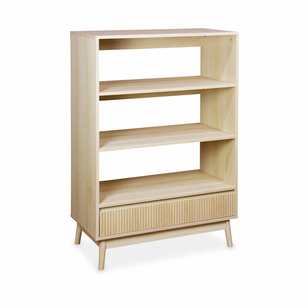 wohnli-moebel-suche-Buecherregal-Holzdekor-3-Ebenen-1-Schublade Wohnli Möbelsuche - Bücherregal