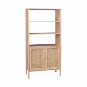 Wohnli Möbelsuche - Bücherregal Holzeffekt mit Rattangeflecht