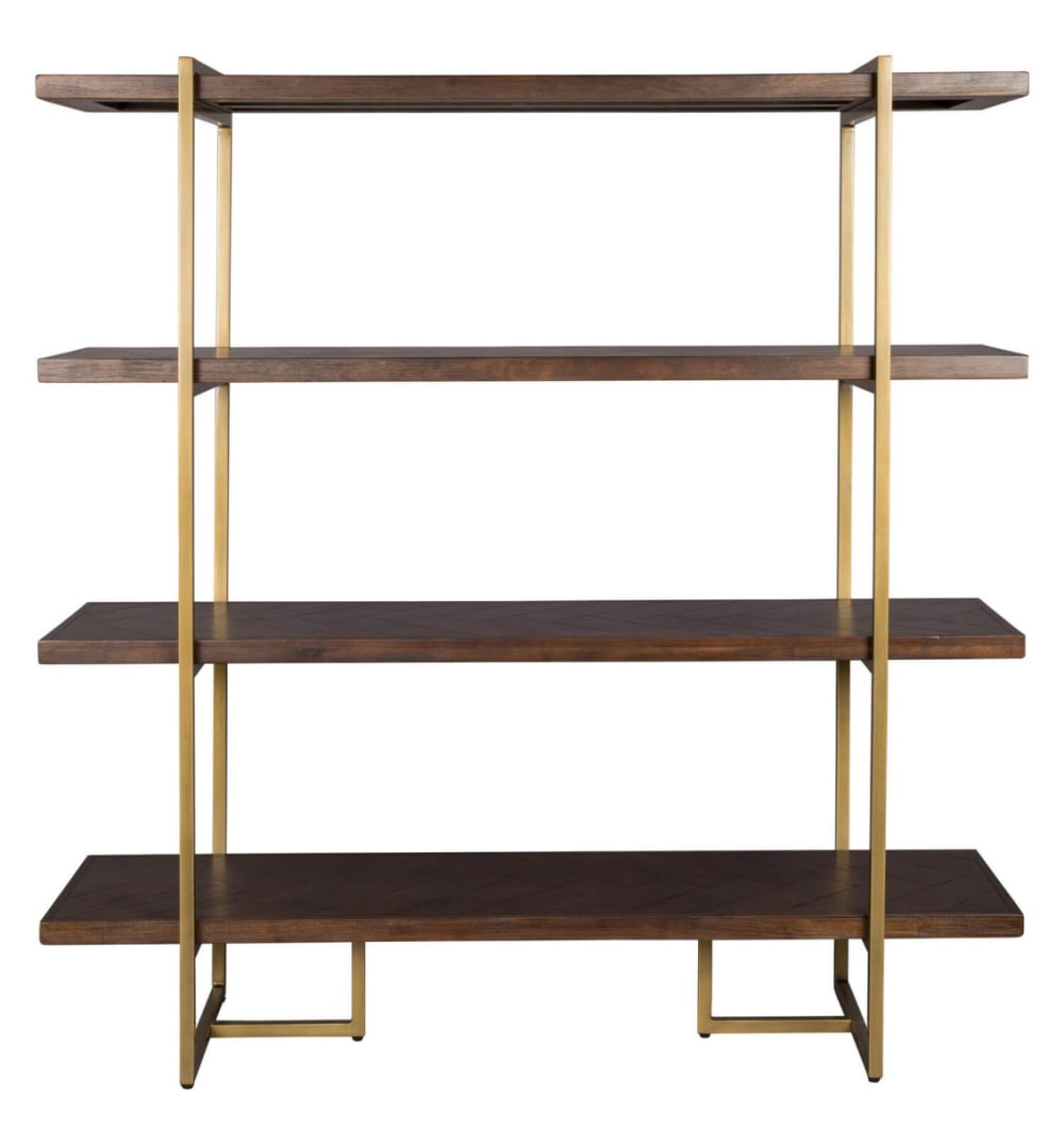 Wohnli Möbelsuche - Bücherregal aus Akazienholz und Messing