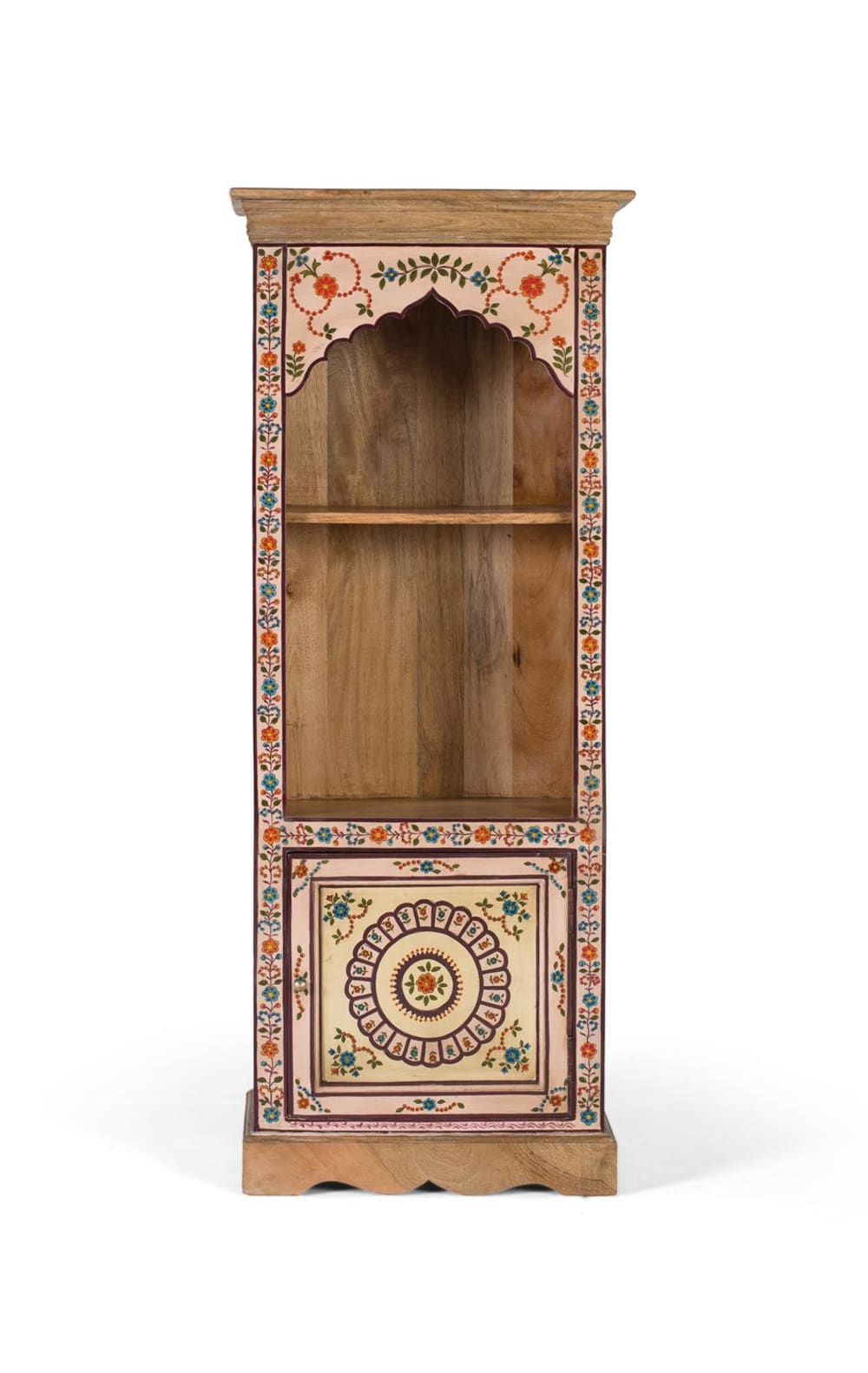 Wohnli Möbelsuche - Bücherregal aus Mangoholz mit handgemalten Blumendetails