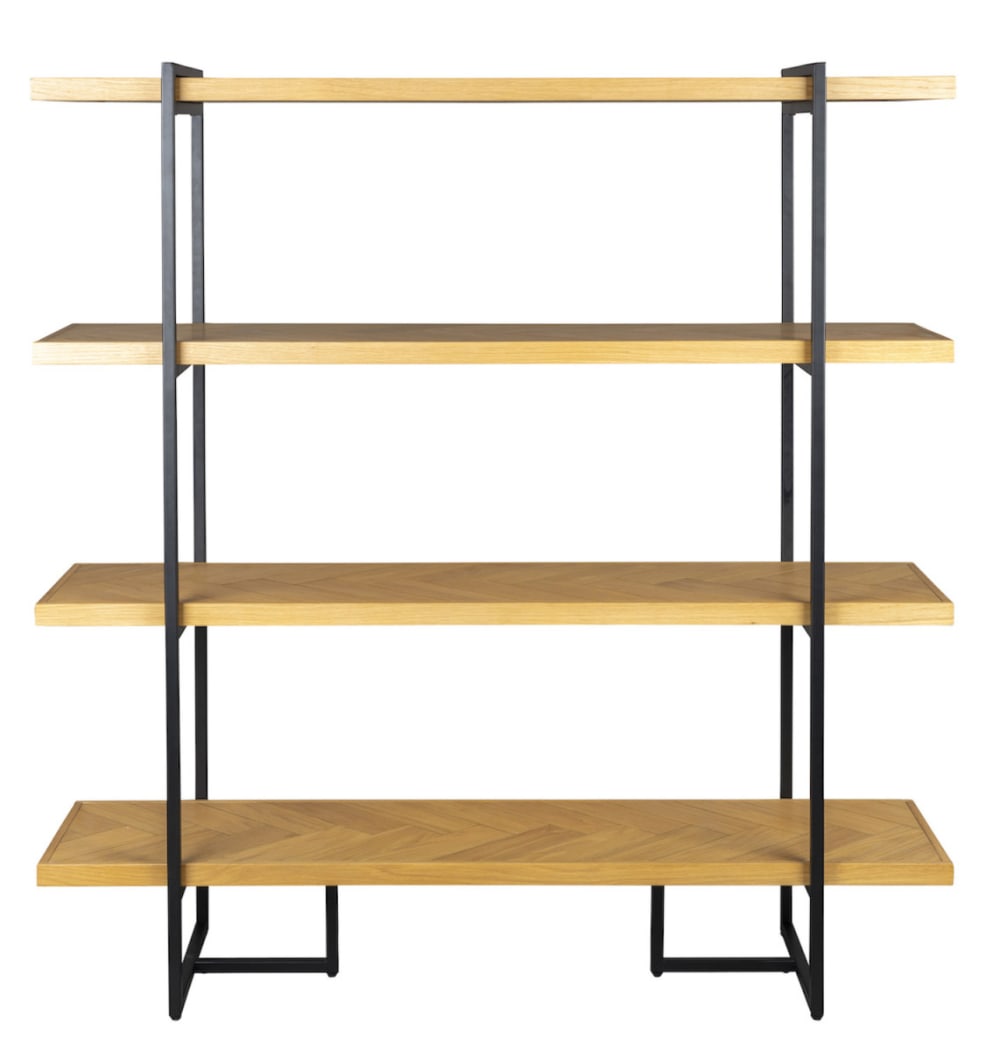 wohnli-moebel-suche-Buecherregal-aus-hellem-Holz-und-schwarzem-Stahl-mit-4-Regalen Wohnli Möbelsuche - Bücherregal aus hellem Holz und schwarzem Stahl mit 4 Regalen
