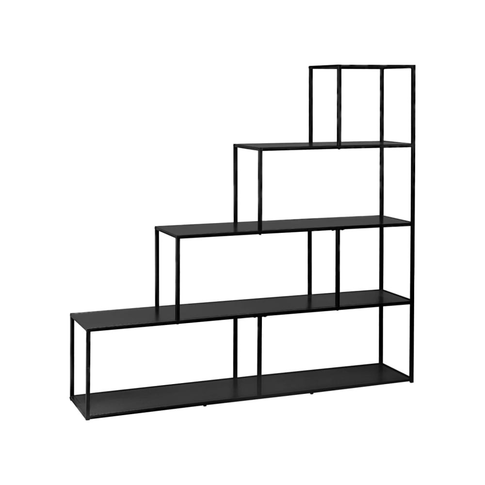 wohnli-moebel-suche-Buecherregal-aus-schwarzem-Metall-mit-Treppenlook Wohnli Möbelsuche - Bücherregal aus schwarzem Metall mit Treppenlook