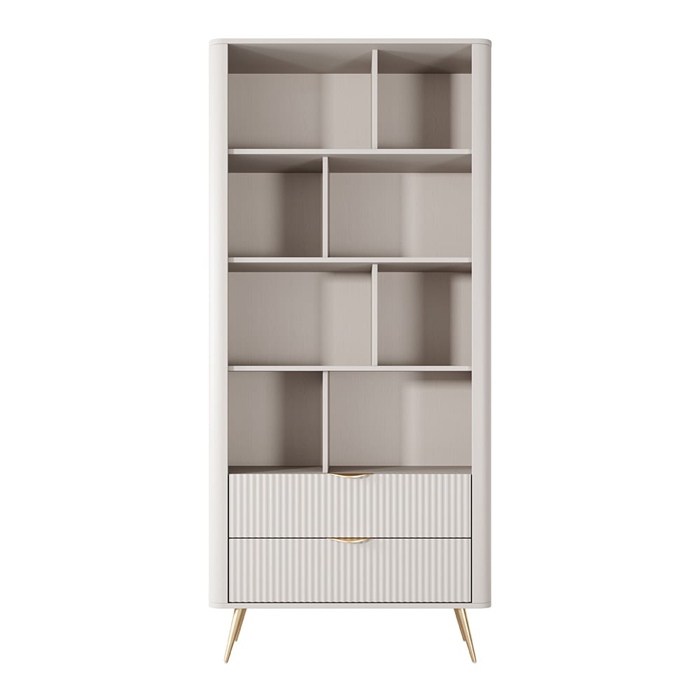 wohnli-moebel-suche-Buecherregal-geriffelte-Wellenoptik-aus-MDF-88x38x194cm-beige Wohnli Möbelsuche - Bücherregal