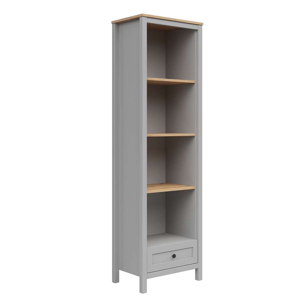 wohnli-moebel-suche-Buecherregal-mit-1-Schublade-Grau-202cm Wohnli Möbelsuche - Bücherregal mit 1 Schublade