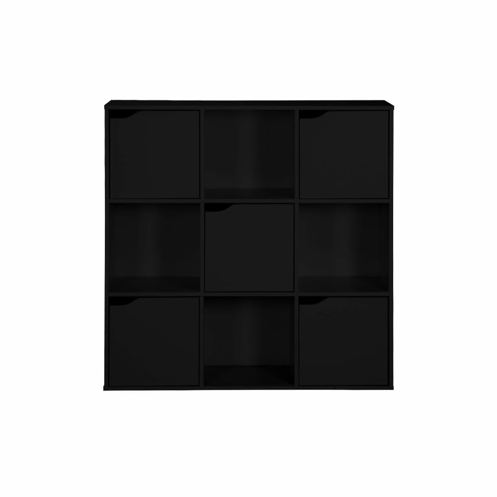 wohnli-moebel-suche-Buecherregal-mit-3-Regalen-und-9-Faechern-aus-schwarzem-Spanplatten Wohnli Möbelsuche - Bücherregal mit 3 Regalen und 9 Fächern aus schwarzem Spanplatten