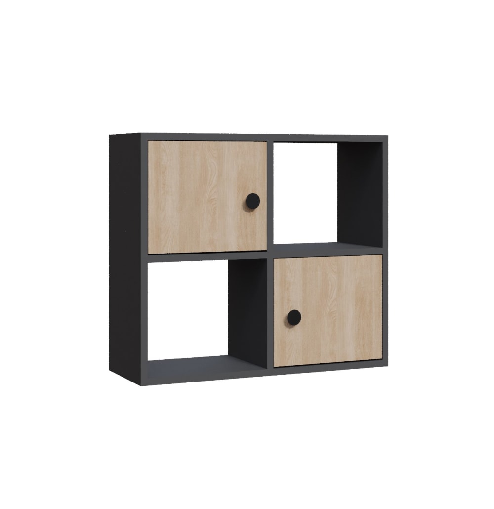 wohnli-moebel-suche-Buecherregal-mit-4-Faechern-anthrazit-und-braun-635x254x711-cm Wohnli Möbelsuche - Bücherregal mit 4 Fächern