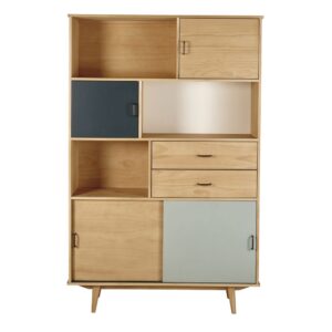 wohnli-moebel-suche-Buecherregal-mit-4-Tueren-und-2-Schubladen-grau-gruen-und-zederngruen-und-ecru Wohnli Möbelsuche - Bücherregal mit 4 Türen und 2 Schubladen