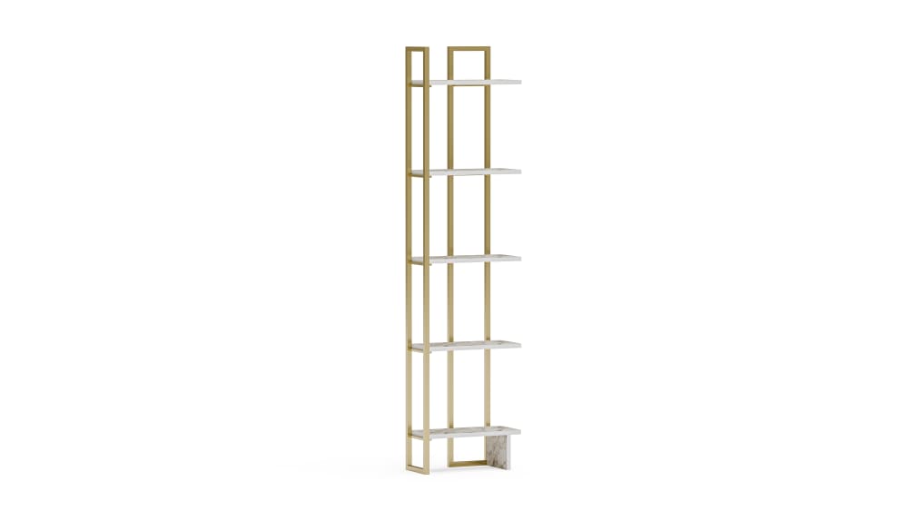 wohnli-moebel-suche-Buecherregal-mit-5-Faechern-Metall-weisser-Marmor-und-gold-180x45x22-cm Wohnli Möbelsuche - Bücherregal mit 5 Fächern Metall