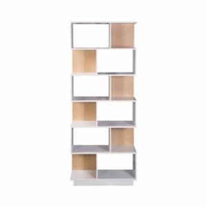 Wohnli Möbelsuche - Bücherregal mit 6 Regalen aus weißem und hellbraunem Spanplatten