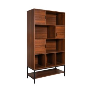 Wohnli Möbelsuche - Bücherregal mit Nussbaumholzdekor 9 Fächer