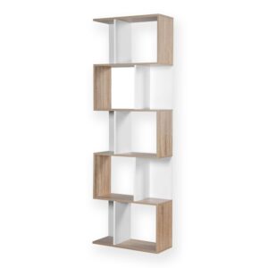 Wohnli Möbelsuche - Bücherregal mit mehreren Fächern H180 cm - Dekor Holz und Weiß