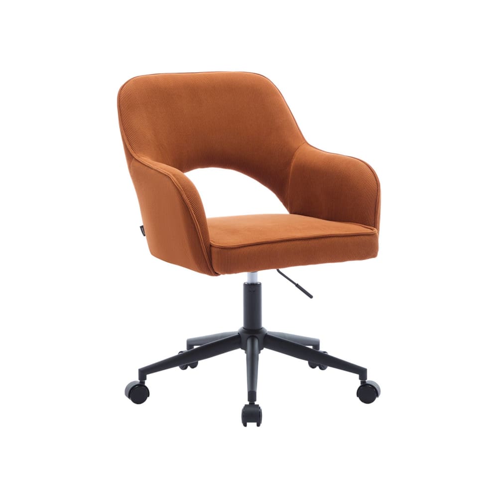 Wohnli Möbelsuche - Bürostuhl mit Rollen Cordbezug camel schwarzes Gestell
