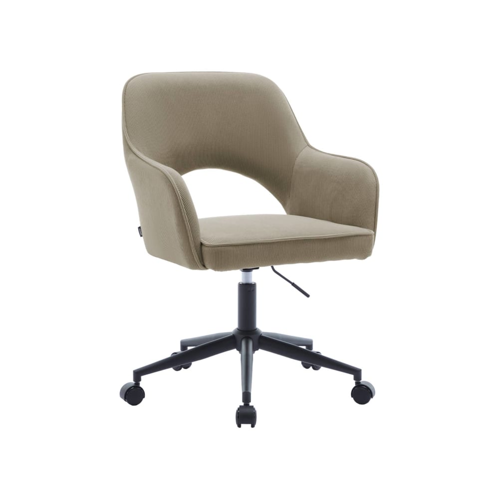 Wohnli Möbelsuche - Bürostuhl mit Rollen beiger Cordbezug schwarzes Gestell