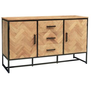 Wohnli Möbelsuche - Buffet 2 portes 3 tiroirs L145cm en Teck massif et métal noir