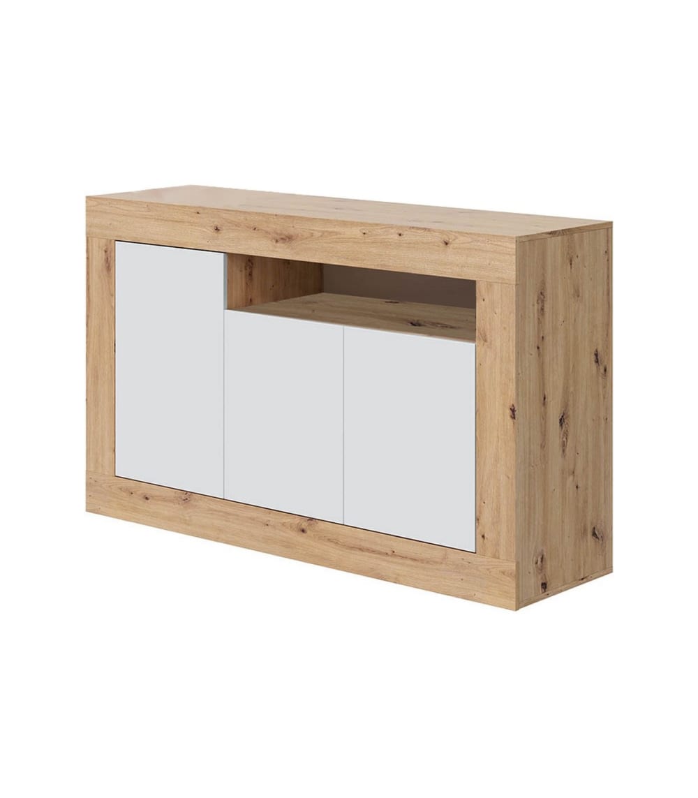 Wohnli Möbelsuche - Buffet 3 portes L139 cm - Effet bois clair - Dekor Heller Holz
