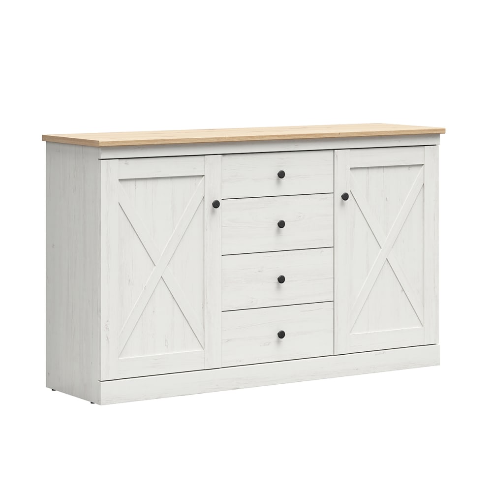 wohnli-moebel-suche-Buffet-mit-4-Schubladen-und-2-Tueren-Weiss-und-Holzoptik-153cm Wohnli Möbelsuche - Buffet mit 4 Schubladen und 2 Türen