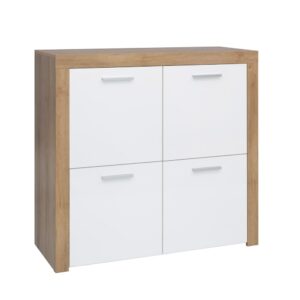 wohnli-moebel-suche-Buffet-mit-4-Tueren-Weiss-und-Holzoptik-104cm Wohnli Möbelsuche - Buffet mit 4 Türen
