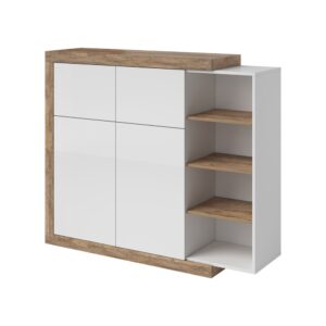 wohnli-moebel-suche-Buffet-mit-4-Tueren-Weiss-und-Holzoptik-150.7cm Wohnli Möbelsuche - Buffet mit 4 Türen