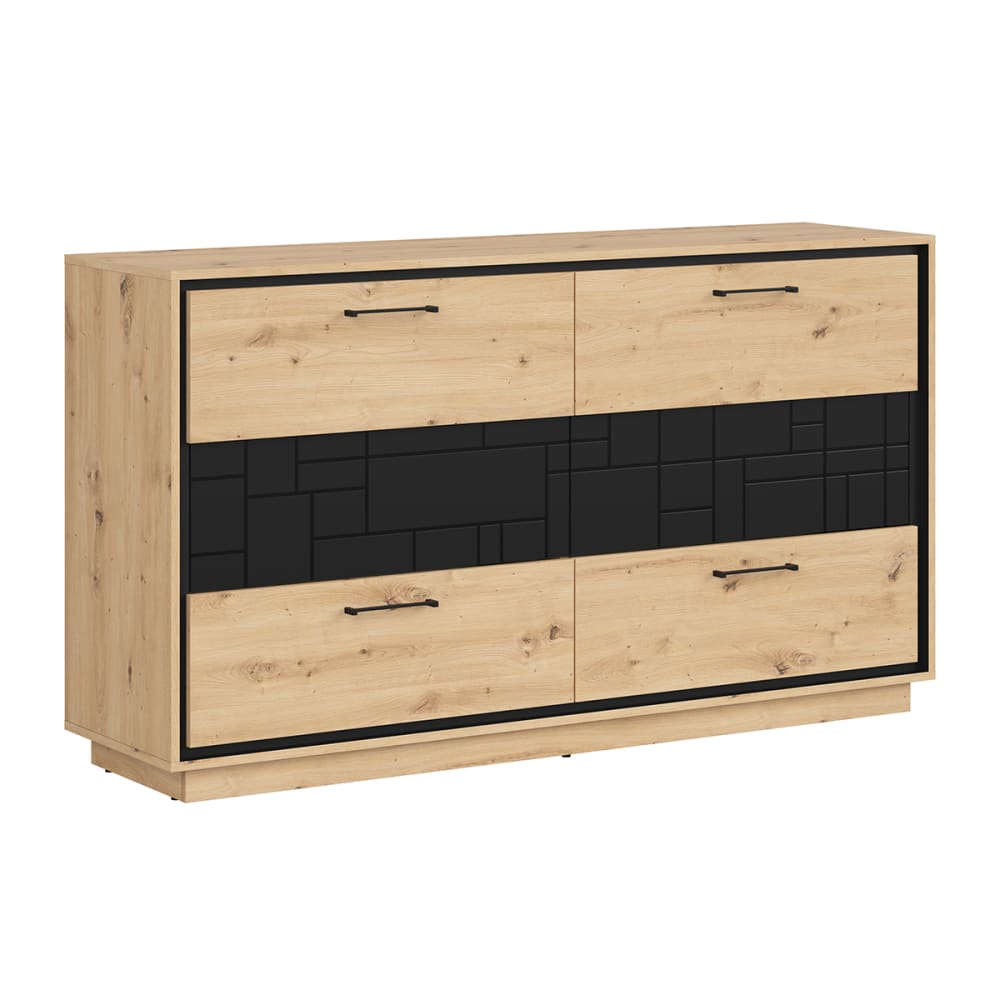 wohnli-moebel-suche-Buffet-mit-6-Schubladen-Holzoptik-und-Schwarz-160cm Wohnli Möbelsuche - Buffet mit 6 Schubladen