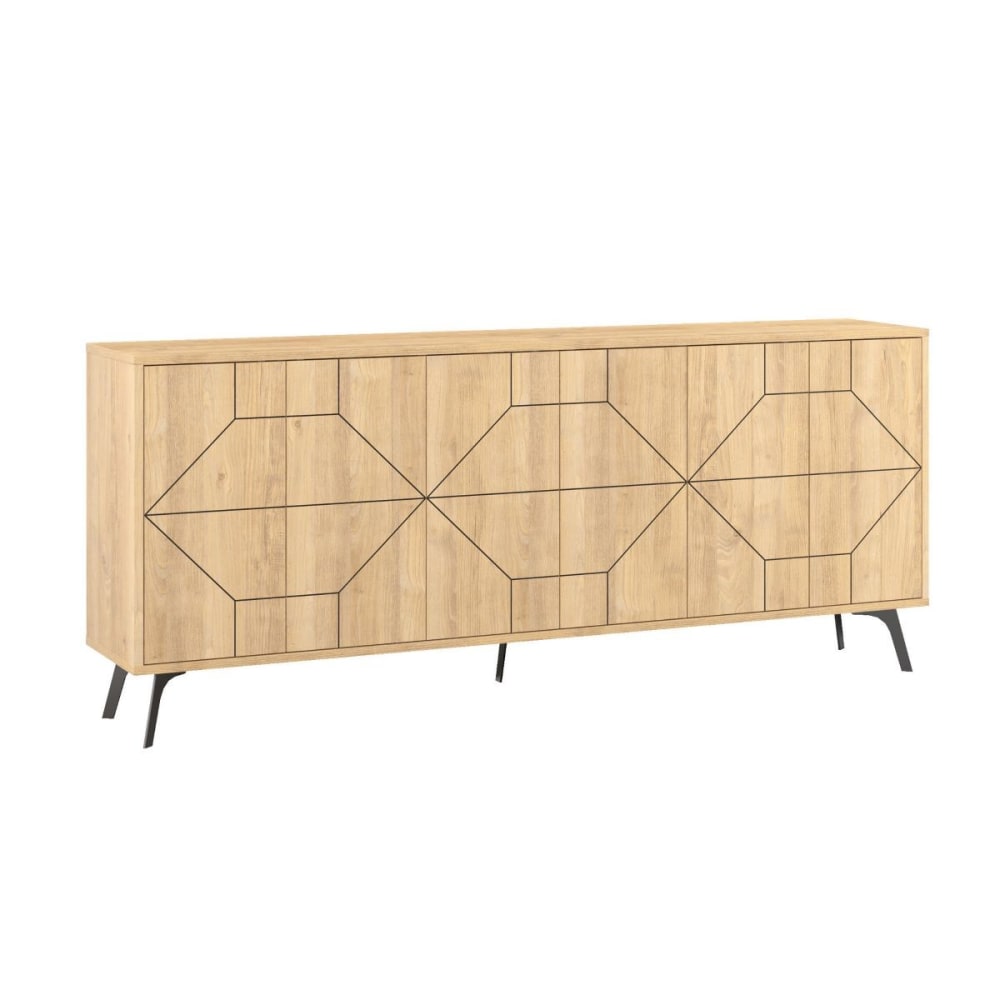 wohnli-moebel-suche-Buffet-mit-6-Tueren-L184-cm-Dekor-Eiche Wohnli Möbelsuche - Buffet mit 6 Türen L184 cm - Dekor Eiche