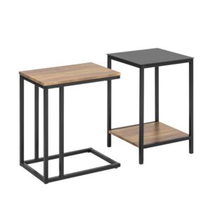 Wohnli Möbelsuche - Couchtisch 2er Set Wohnzimmer MDF Glas Metall Schwarz