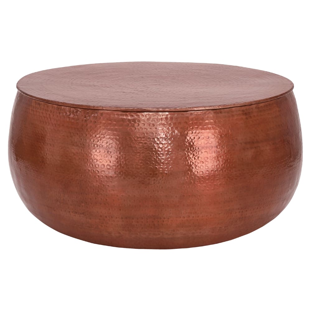 Wohnli Möbelsuche - Couchtisch Ø 90x45 cm in Kupferfarbe mit Aluminiumoptik