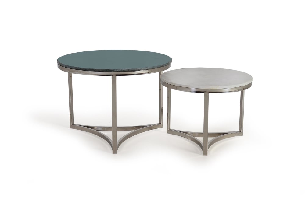 Wohnli Möbelsuche - Couchtisch-Set aus Edelstahl und Marmor