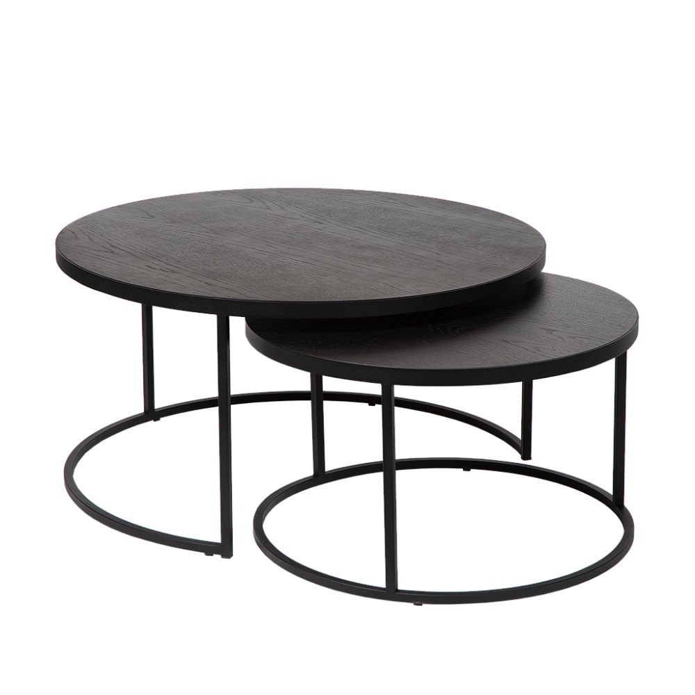 wohnli-moebel-suche-Couchtisch-Set-aus-Holz-Metall-Rund-Schwarz Wohnli Möbelsuche - Couchtisch-Set aus Holz & Metall