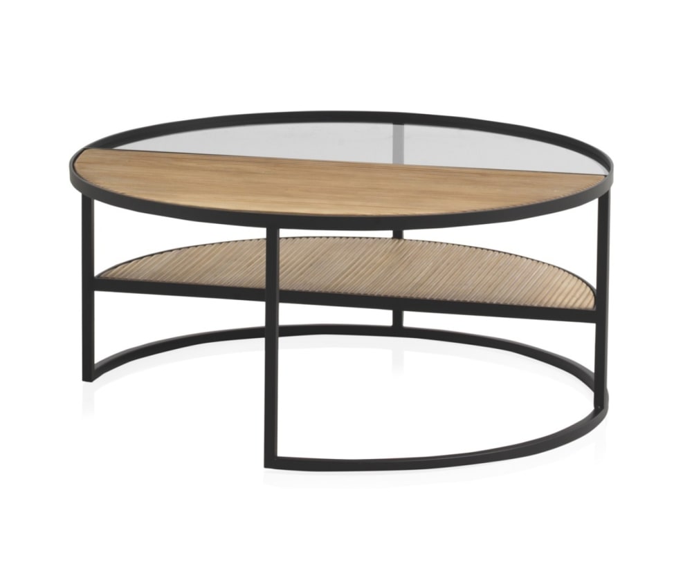 Wohnli Möbelsuche - Couchtisch aus Metall mit Holz und Glas