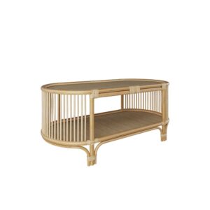 Wohnli Möbelsuche - Couchtisch aus natürlichem Rattan mit Regalen