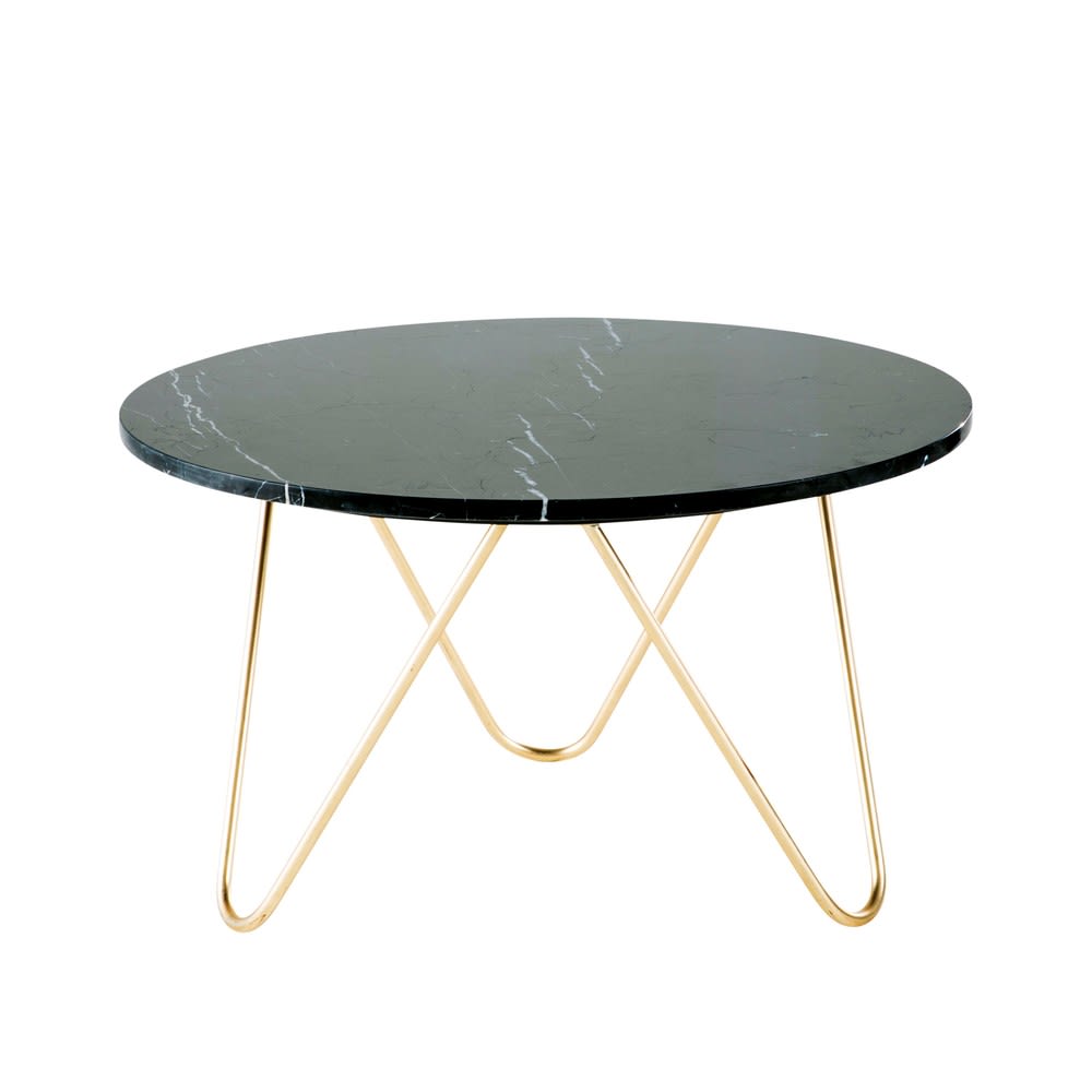 Wohnli Möbelsuche - Couchtisch aus schwarzem Marmor und goldfarbenem Metall 75 cm