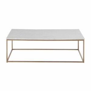 Wohnli Möbelsuche - Couchtisch aus weißem Marmor und messingfarbenem Metall 110 cm