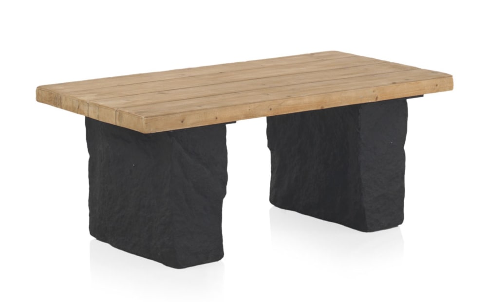 Wohnli Möbelsuche - Couchtisch in Fichtenholzoptik und Sockel aus Polyresin MgO