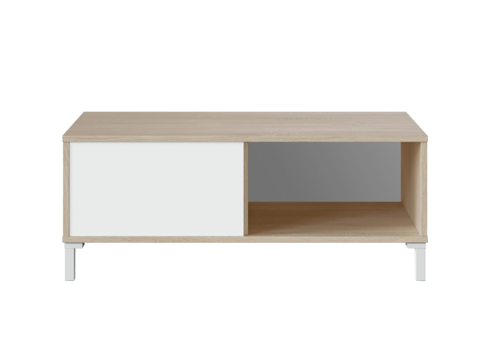 wohnli-moebel-suche-Couchtisch-mit-2-Aufbewahrungsfachern-L100-cm-Dekor-Eiche-und-Weiss Wohnli Möbelsuche - Couchtisch mit 2 Aufbewahrungsfachern L100 cm - Dekor Eiche und Weiß