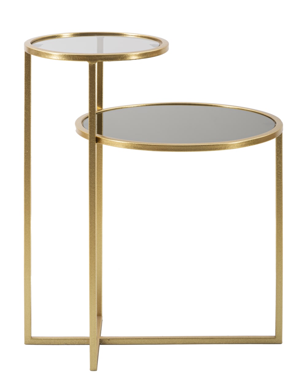 Wohnli Möbelsuche - Couchtisch mit 2 Platten aus Metall und Glas cm 50x40x60