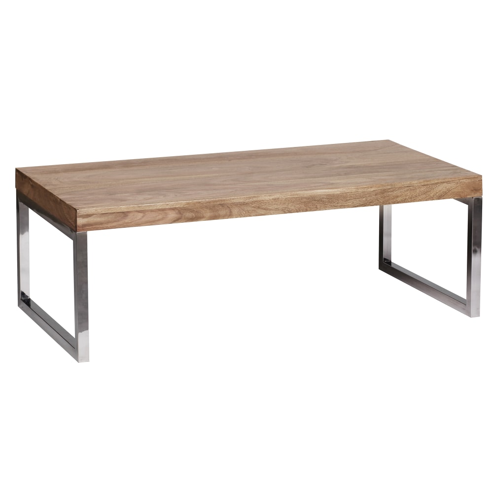 wohnli-moebel-suche-Couchtisch-mit-Chrombeinen-aus-Akazienholz-Braun Wohnli Möbelsuche - Couchtisch mit Chrombeinen aus Akazienholz