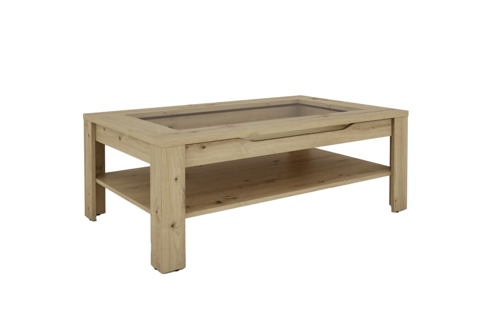 Wohnli Möbelsuche - Couchtisch mit Glaseinlage & Schublade