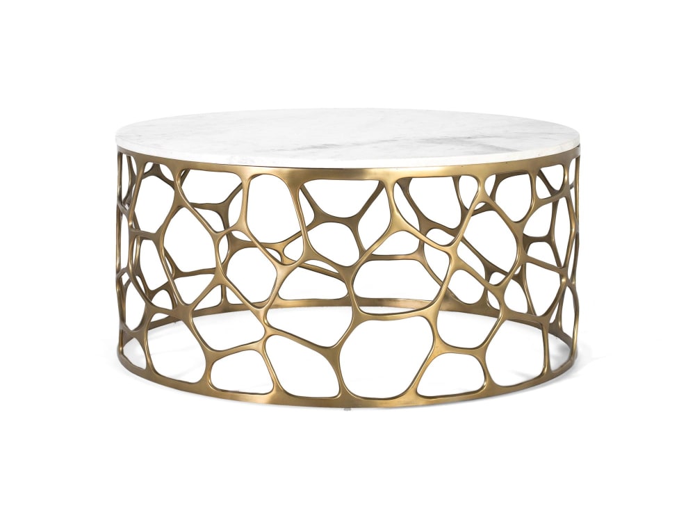 Wohnli Möbelsuche - Couchtisch mit Marmor- und Aluminiumplatte