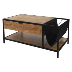 Wohnli Möbelsuche - Couchtisch mit Schublade und Zeitschriftenfach Braun