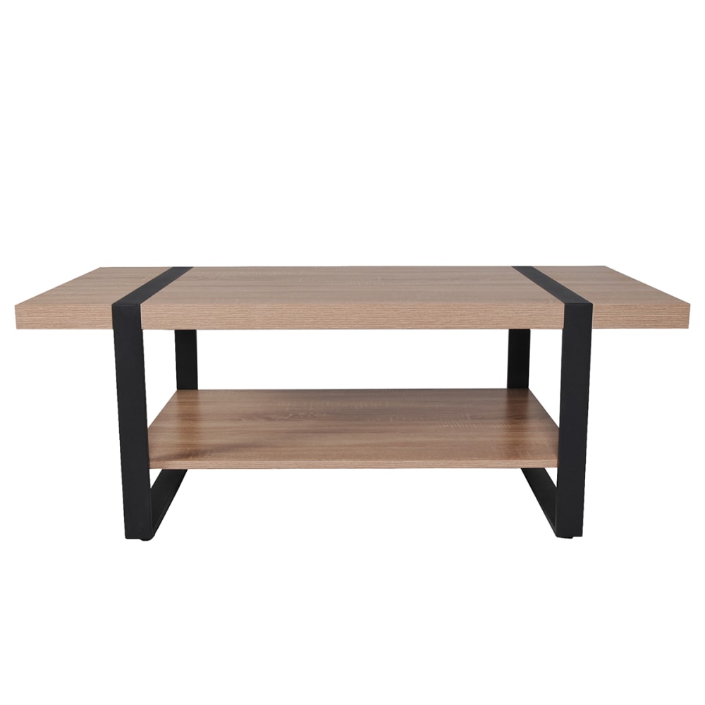 Wohnli Möbelsuche - Couchtisch mit schwarzen Metallbeinen und Holzeffekt