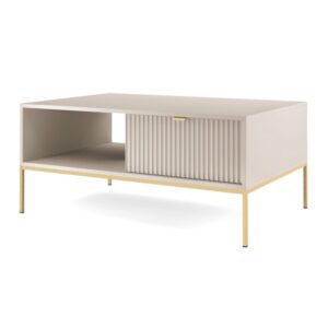 Wohnli Möbelsuche - Couchtisch rechteckig mit Schublade - 104x68 cm - Greige