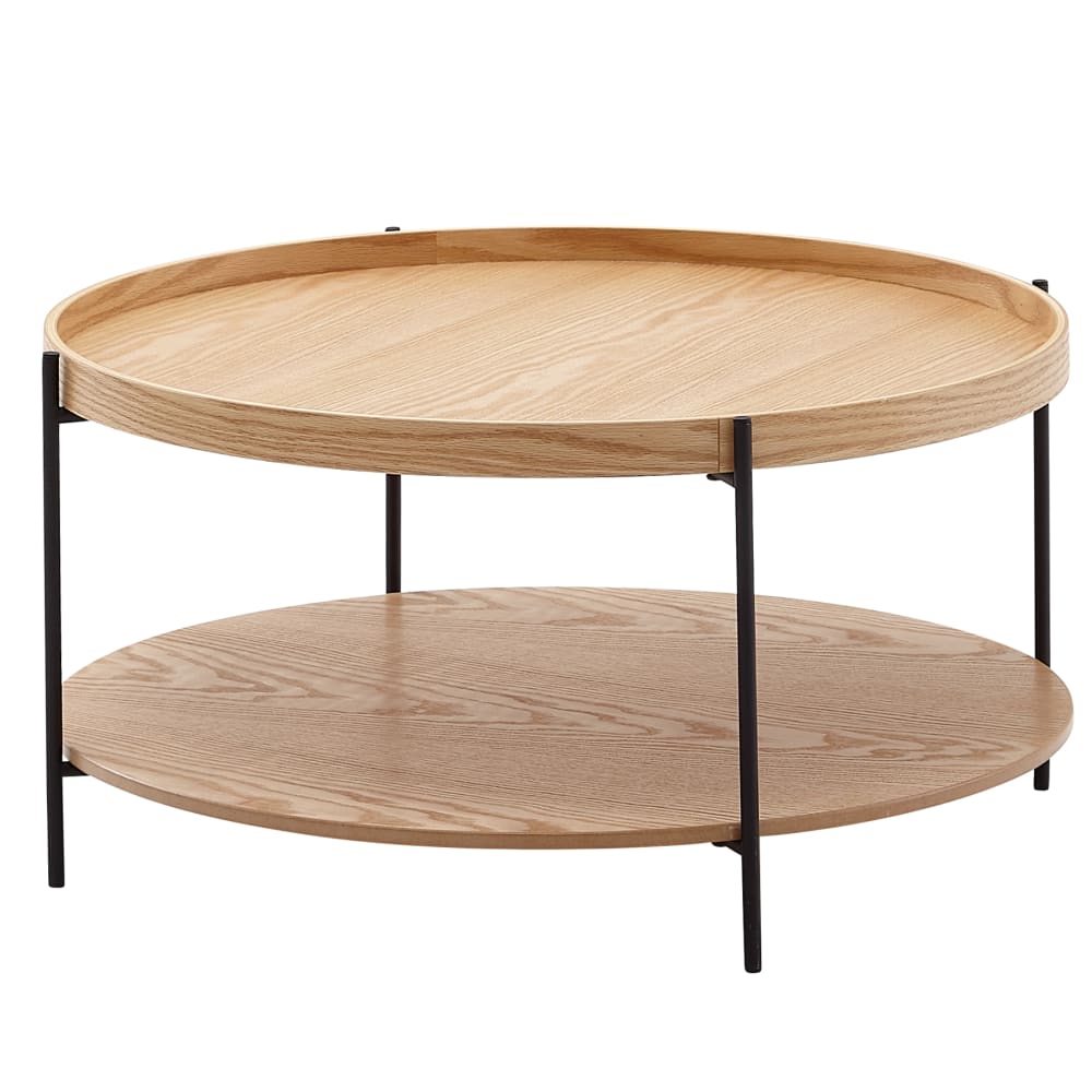 wohnli-moebel-suche-Couchtisch-rund-mit-Ablage-aus-MDF-Braun Wohnli Möbelsuche - Couchtisch rund mit Ablage aus MDF