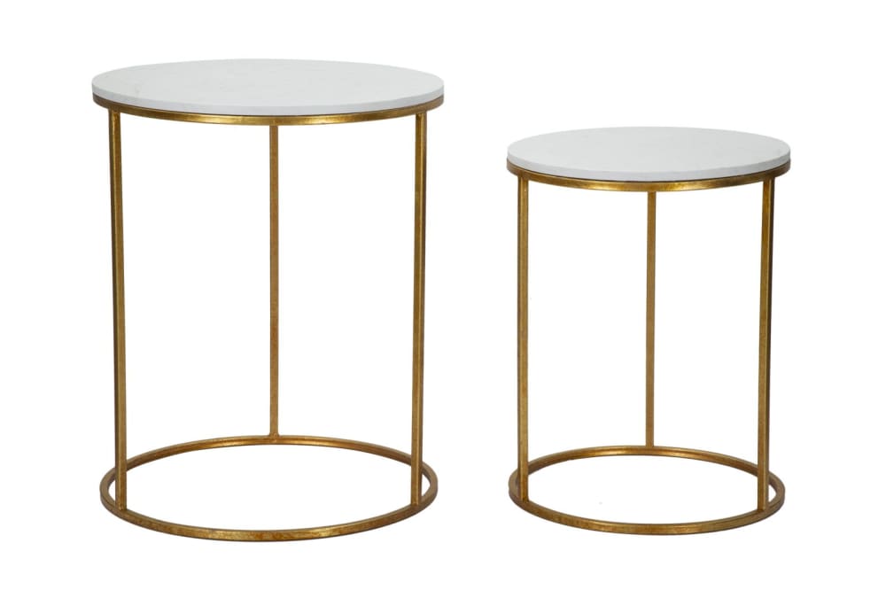 Wohnli Möbelsuche - Couchtische aus Metall und Platte mit Marmo Ø cm 52x63 und 42x53