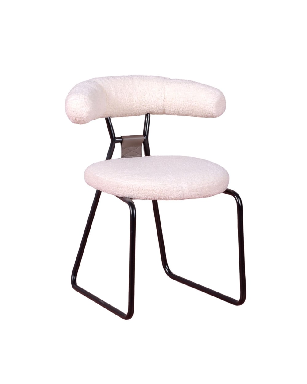 wohnli-moebel-suche-Designerstuhl-mit-Boucle-Polsterung-und-lackierten-weiss Wohnli Möbelsuche - Designerstuhl mit Bouclé-Polsterung und lackierten