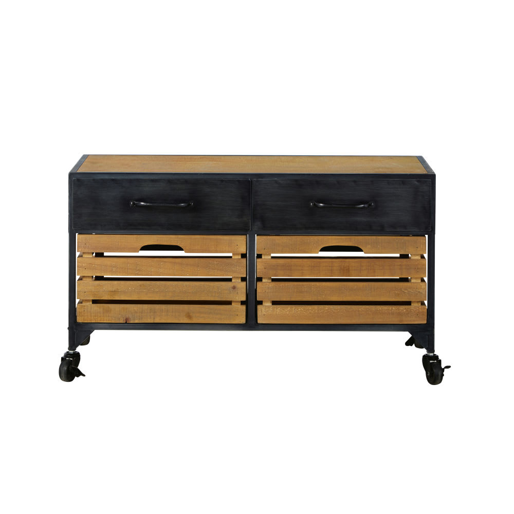 wohnli-moebel-suche-Dielenbank-im-Industrial-Stil-mit-4-Schubladen-aus-Kiefernholz-Tannenholz-und-schwarzem-Metall Wohnli Möbelsuche - Dielenbank im Industrial-Stil mit 4 Schubladen aus Kiefernholz