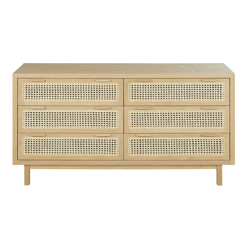 Wohnli Möbelsuche - Doppelkommode mit 6 Schubladen aus Rattangeflecht